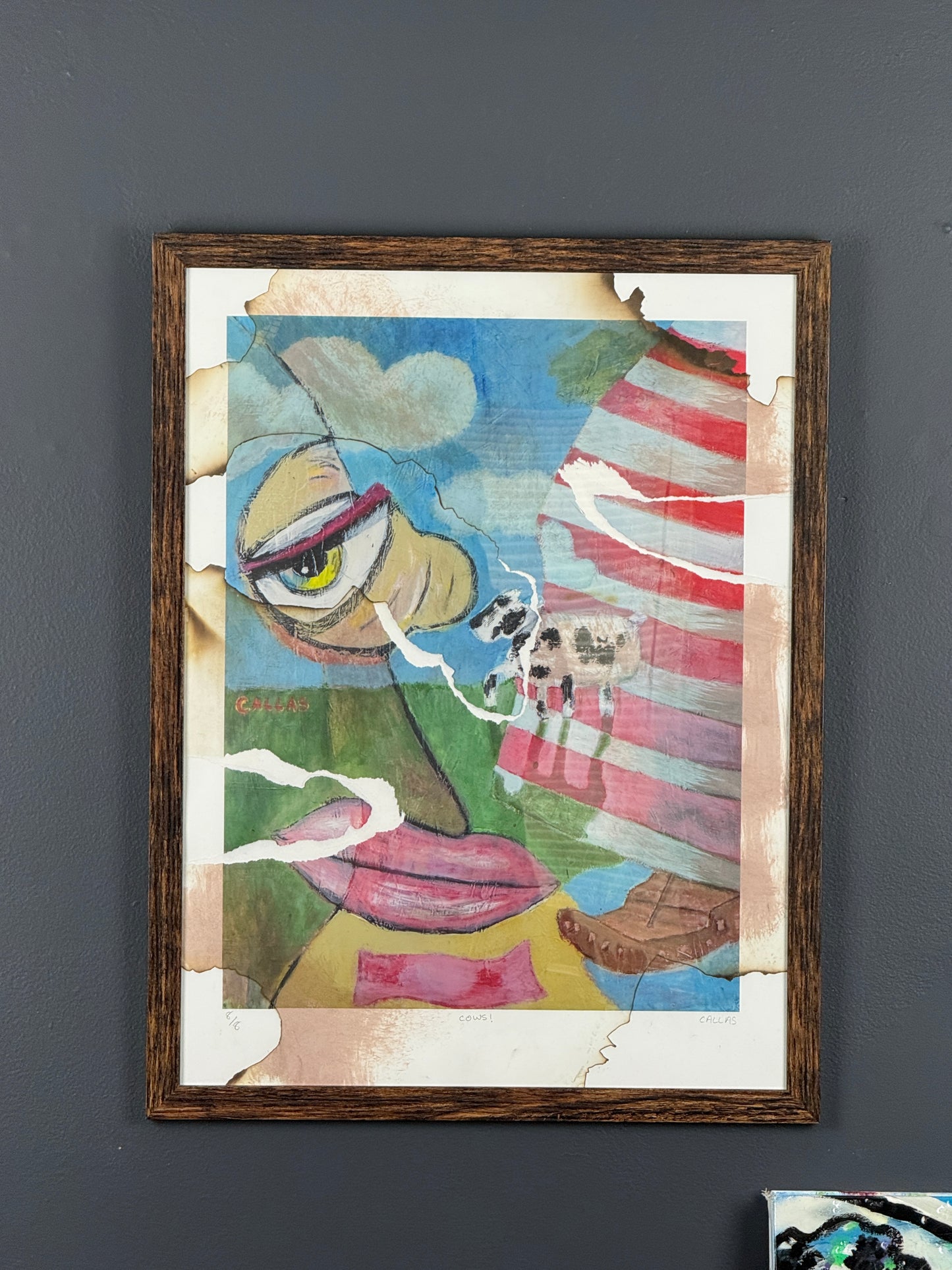 Cows! Burned and Ripped Print Framed