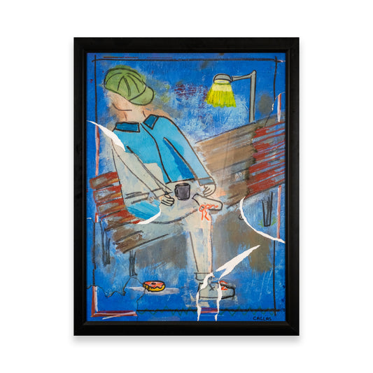 Bench Guy Burned and Ripped Print Framed