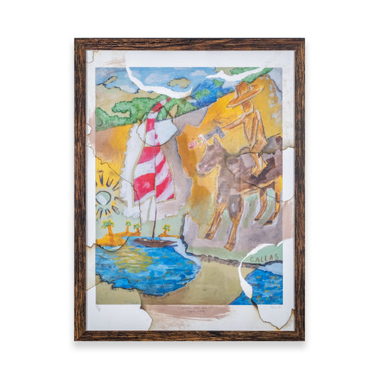 Flowers and Bullets, That’s Love Burned and Ripped Print Framed
