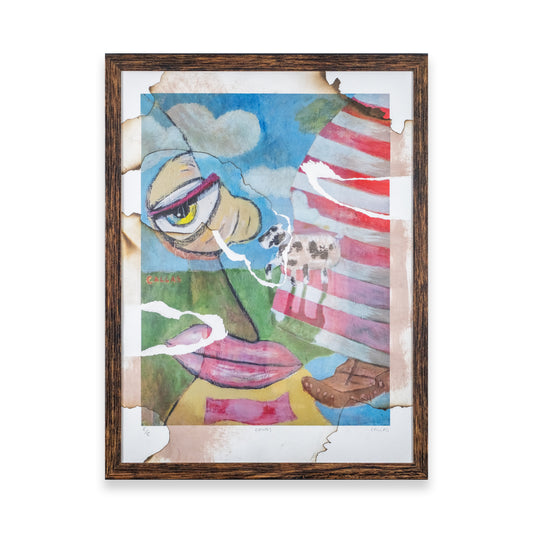 Cows! Burned and Ripped Print Framed