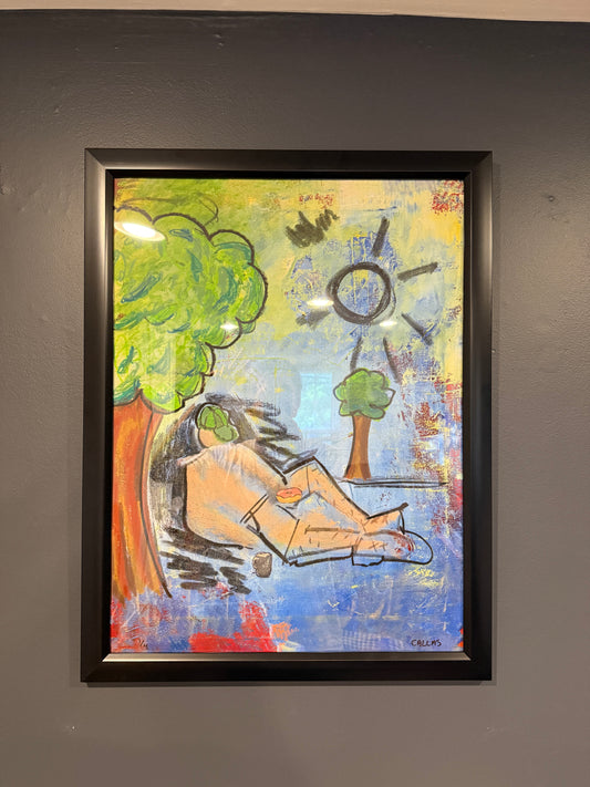 Green Hat Tree Print Framed